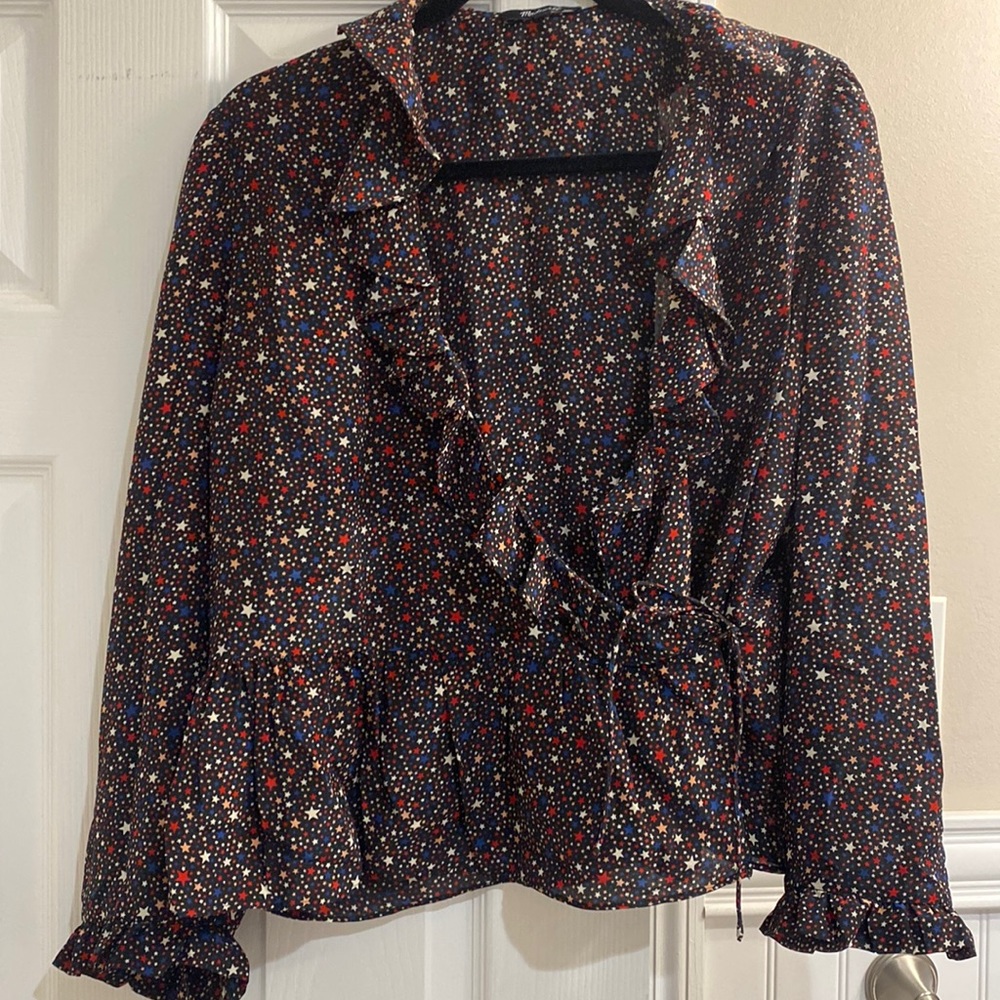 Madewell Wrap Blouse with Star Print